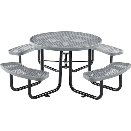 Global Industrial Round Picnic Table, Gray, Expanded Metal, 46 in 277150GY